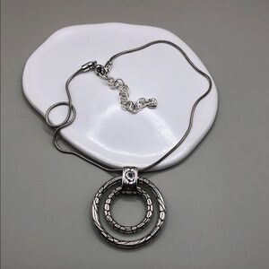Brighton double circle pendant snake chain necklace silver plated EXCELLENT.